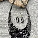 No .7 Black Glass seed beed Necklace & Earrings.webp