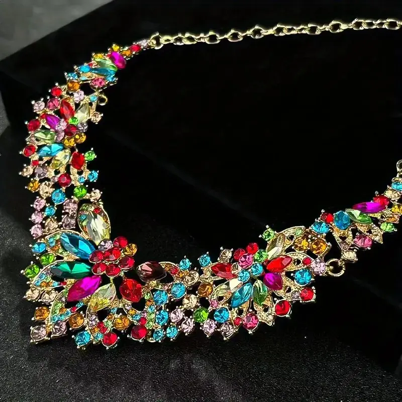 37. Luxury Court Style Colorful Floral Necklace And Earrings Set 2.webp