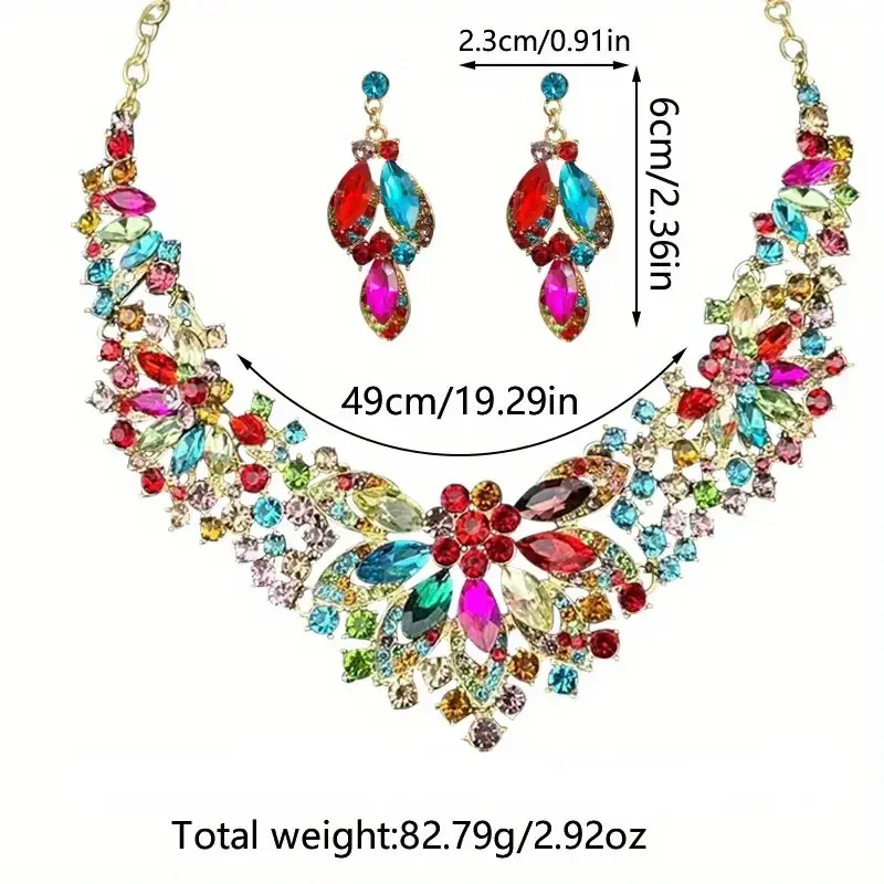 37. Luxury Court Style Colorful Floral Necklace And Earrings Set 3.webp