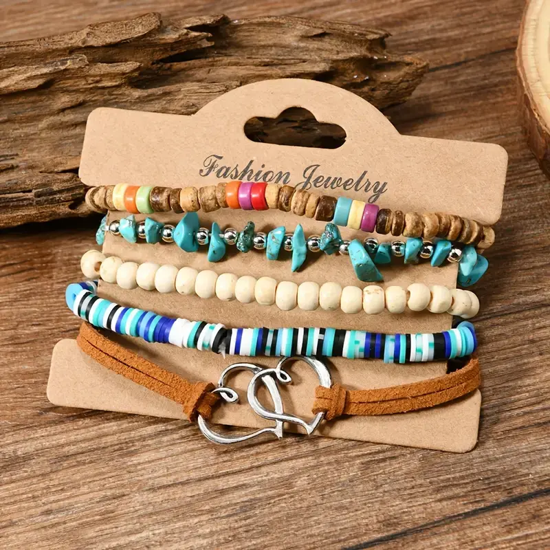 TM00114-Wooden Bead Bracelet Set in Various Styles