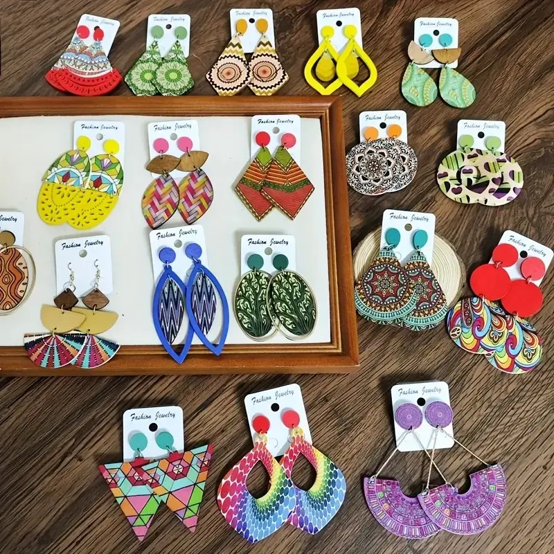 TM00116-Bohemian Wooden Earrings 