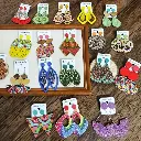 TM00116-Bohemian Wooden Earrings 