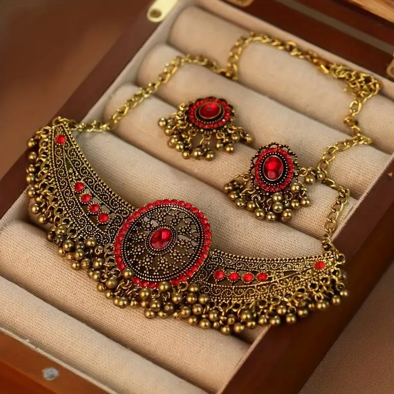 TM00123- Vintage Bohemian Earrings and Necklace Set 