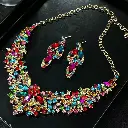 TM00109-Luxury Court Style Colorful Floral Necklace And Earrings 