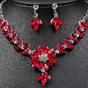 TM00090-Bling Bling Rhinestone Pendant Earrings And Necklace 
