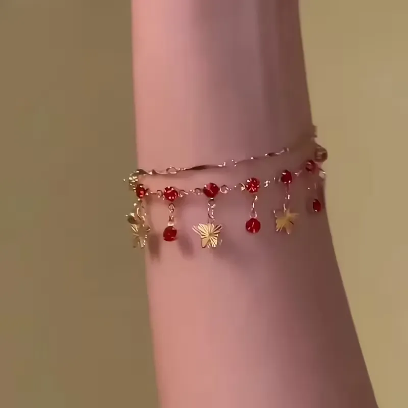 TM00133-Red Butterfly Clavicle Bracelet