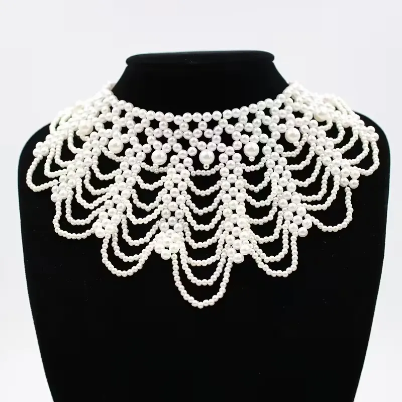 TM00136-White Color Pearl Necklace Set