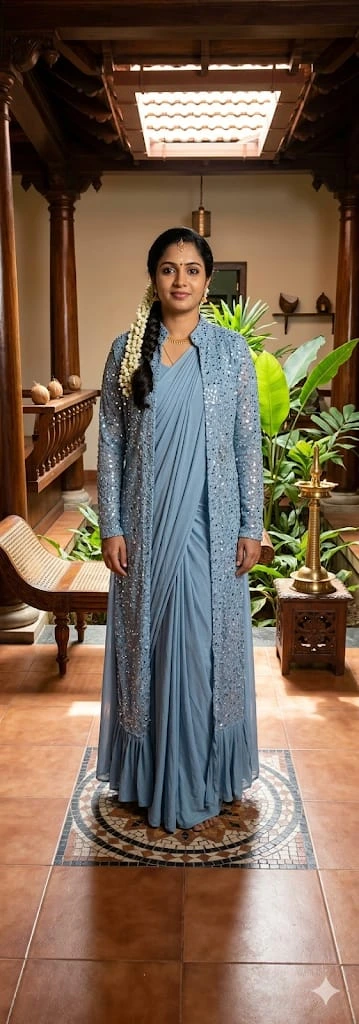 AH-00001099 - 10501-G-Readymade SareeSet